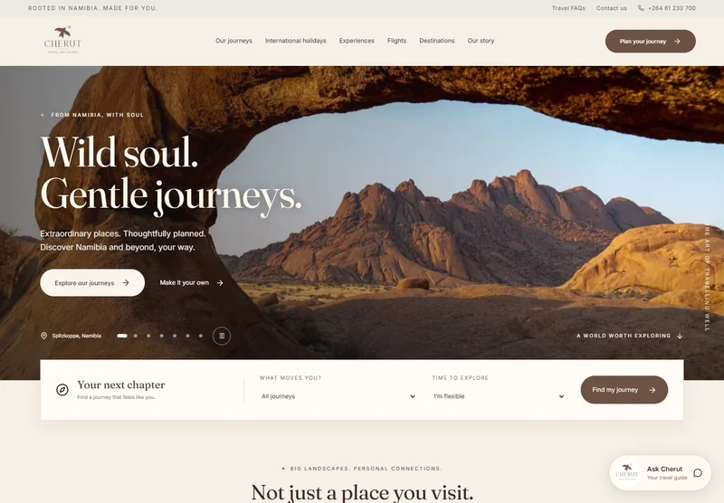 Cherut Travel & Safaris website designed by Octovia Nexus