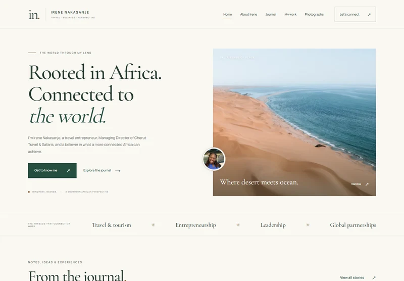Irene Nakasanje website designed by Octovia Nexus