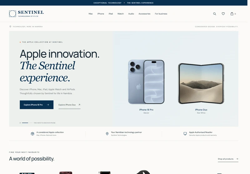 Sentinel website designed by Octovia Nexus